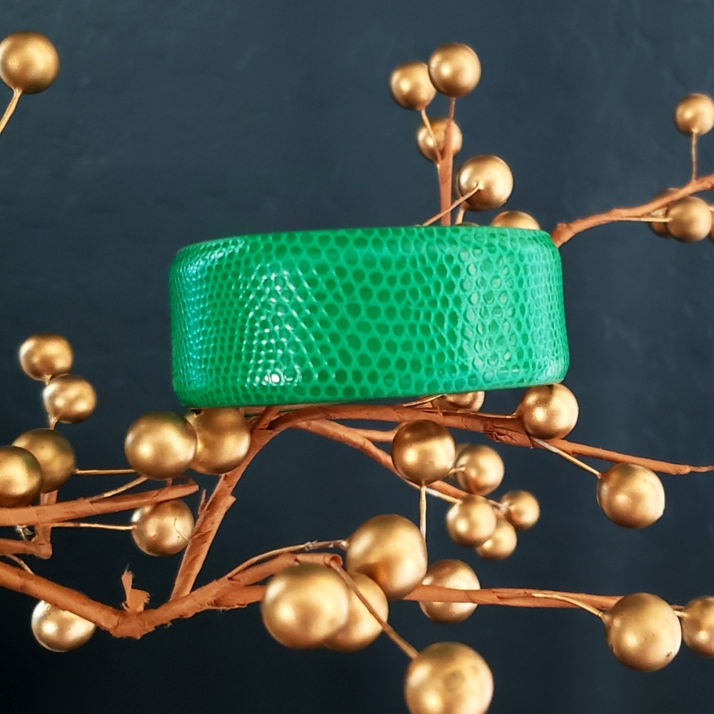 Green Lizard Skin Cuff Bracelet